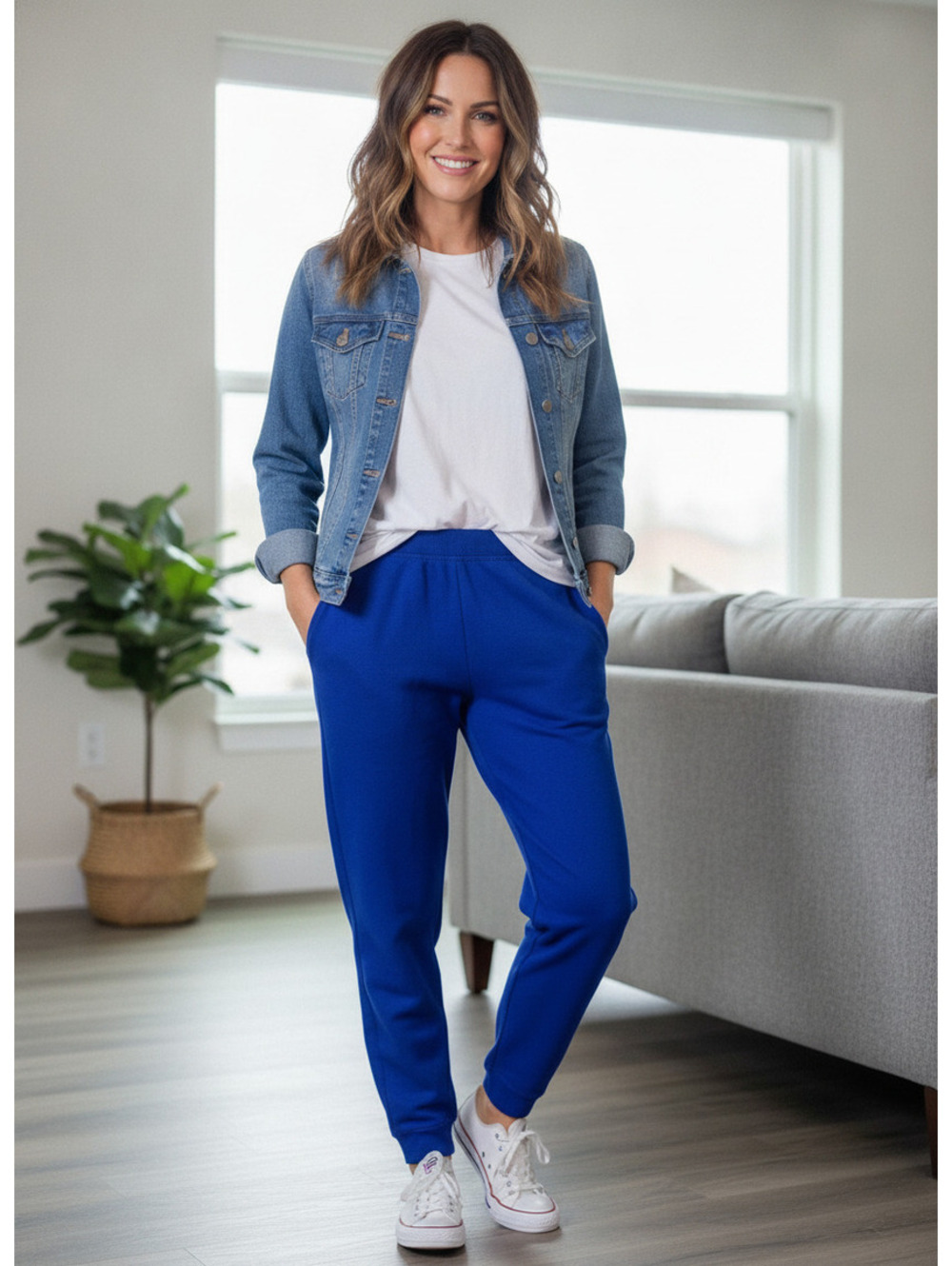 043 Kim Rogers Petite PS Short Blue Cotton-Polyester Blend Pants Size S